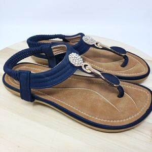Siketu Casual Soft Sole Beach Outdoor Flat Sandals Black Gold Medallion SZ 4.5